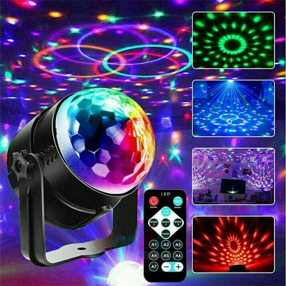 Lámpara de Discoteca con Control Remoto y Sonido Activado, Luces LED Multicolor para fiestas, Regalo Ideal para Partidos y Celebraciones