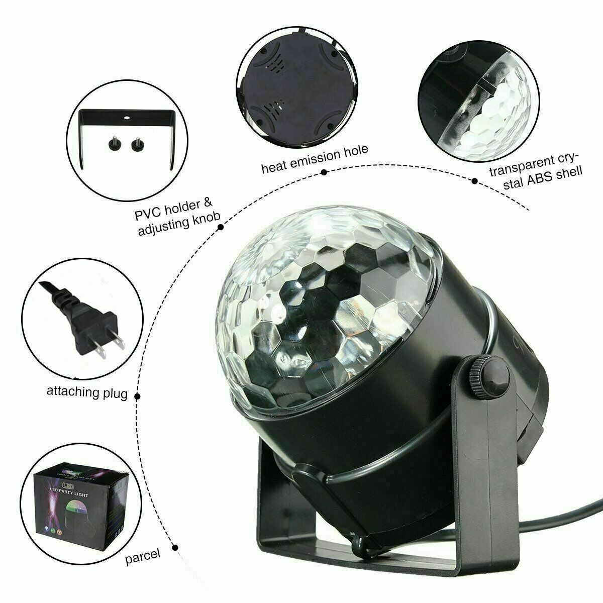 Lámpara de Discoteca con Control Remoto y Sonido Activado, Luces LED Multicolor para fiestas, Regalo Ideal para Partidos y Celebraciones